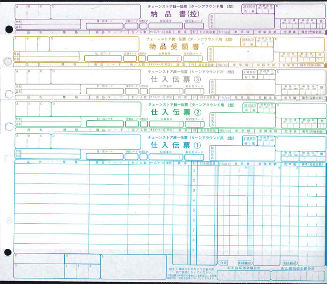 トッパンフォームズチェーンストア統一伝票 仕入 ターンアラウンド2型